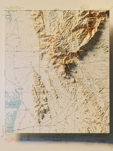 Guadalupe Mountains Texas Poster | Shaded Relief Topographical Map