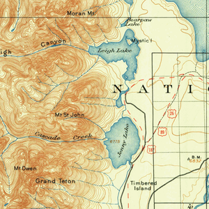 Grand Teton National Park Vintage 1899 USGS Map Poster