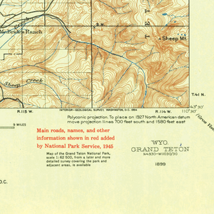 Grand Teton National Park Vintage 1899 USGS Map Poster