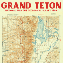 Load image into Gallery viewer, Grand Teton National Park Vintage 1899 USGS Map Poster