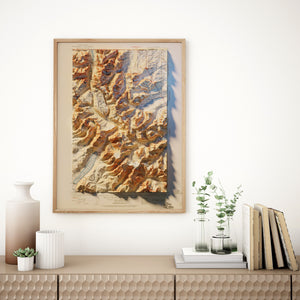 Glacier National Park Map Poster - Shaded Relief Topographical Map