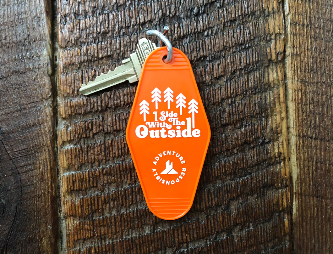 I Side With The Outside Retro Hotel Key chain