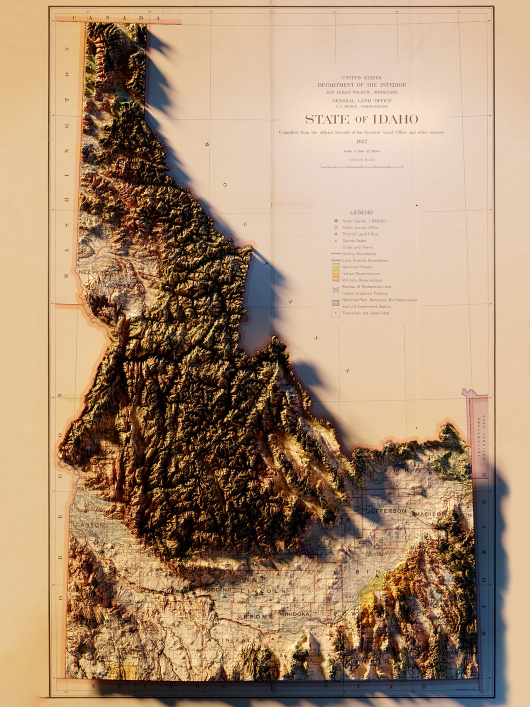 Idaho Map Poster - 3D Rendered Topographical Map