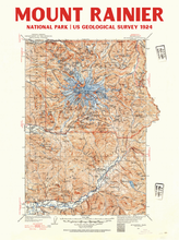 Load image into Gallery viewer, Mount Rainier National Park Vintage 1924 USGS Map | National Park Poster