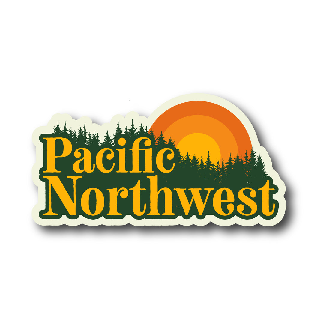Pacific Northwest Retro Sun Oregon Washington Vinyl Sticker