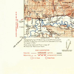 Mount Rainier National Park Vintage 1924 USGS Map | National Park Poster