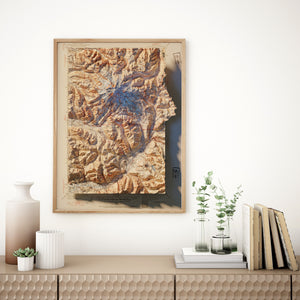 Mount Rainier National Park Map Poster - Shaded Relief Topographical Map