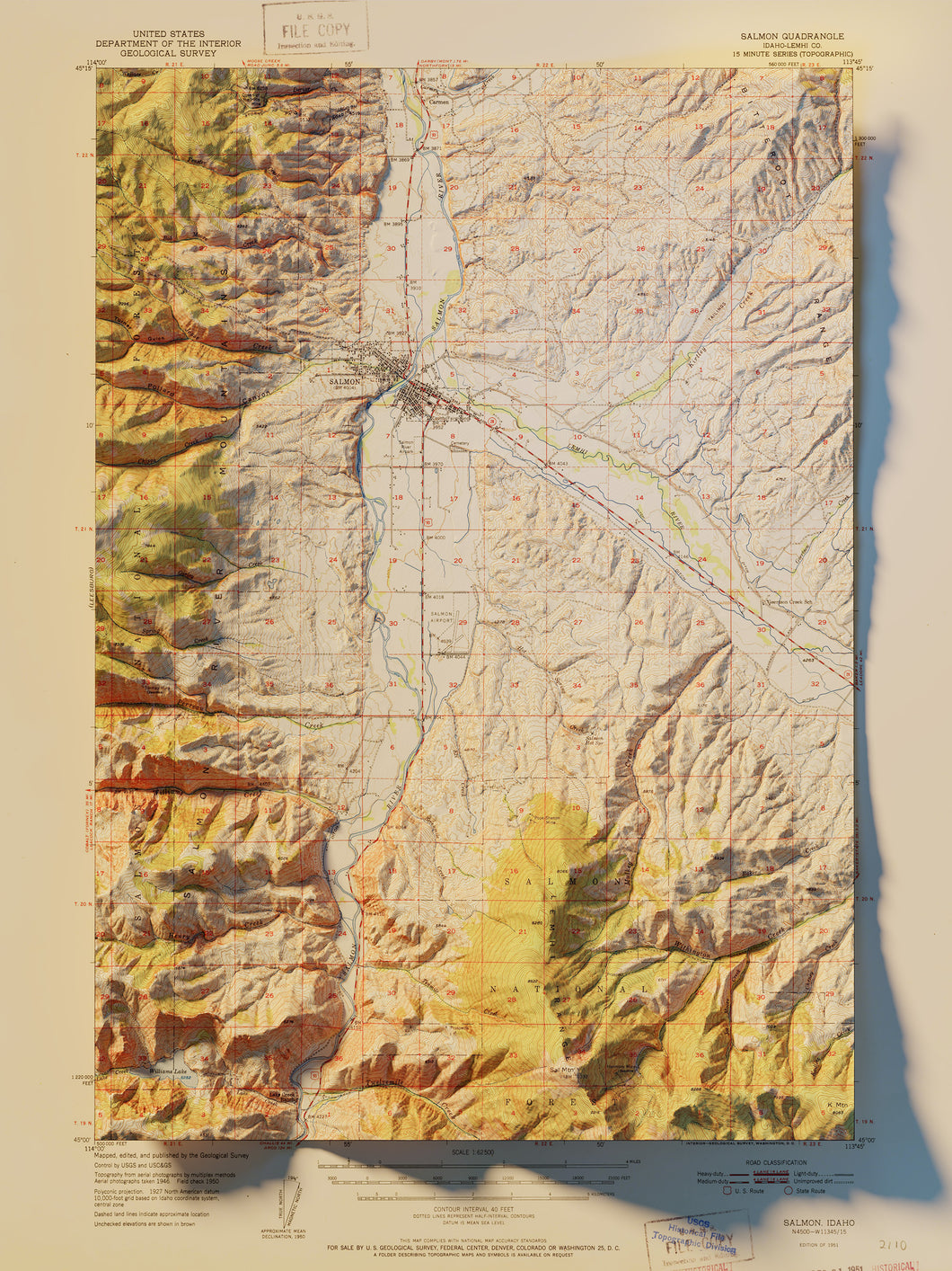Salmon Idaho | Shaded Relief Topographic Map