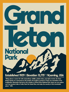 Grant Teton Poster | Grand Teton National Park Poster | National Park Art