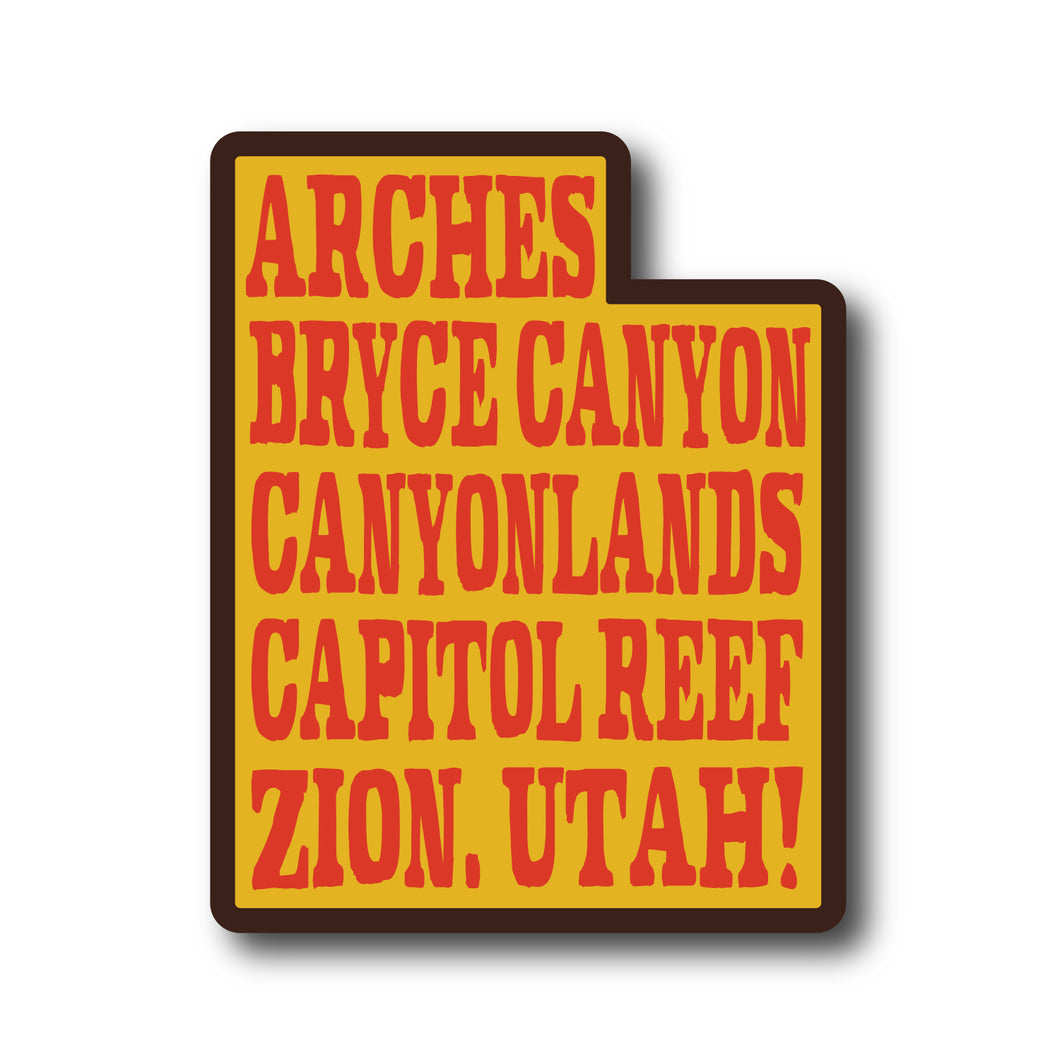 Utah National Parks Utah State Vinyl Sticker