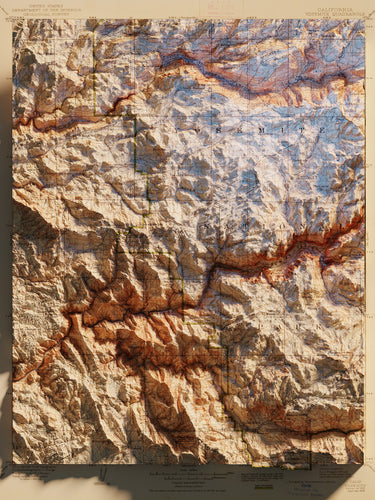 Yosemite National Park Map Poster - Shaded Relief Topographical Map