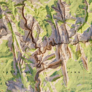 Zion National Park | Zion Canyon | Shaded Relief Topographic Map