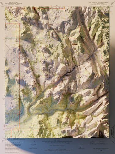 Zion National Park Map Poster - Shaded Relief Topographical Map