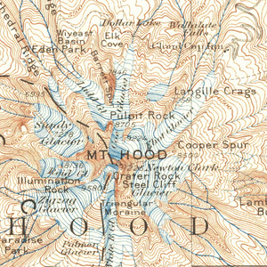 Mount Hood Oregon Vintage USGS Map Poster